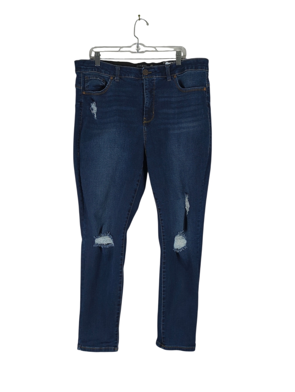One 5 One Jeans Women's 20W Blue Distressed Goddess Fit Stretch No Gap Waistband